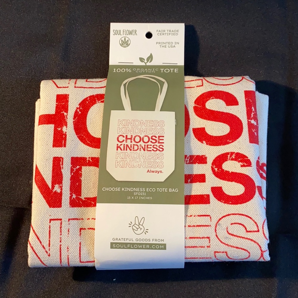 Organic “Choose Kindness” Eco Friendly Reusable Free Trade Tote